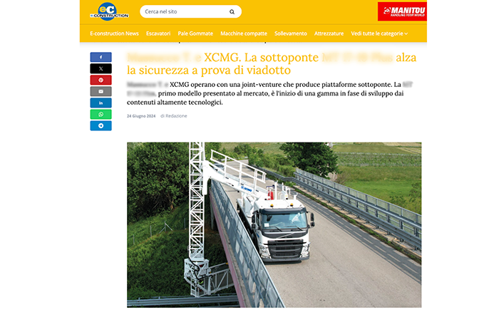欧洲媒体e-CONSTRUCTION点赞九洲国际桥梁检测车